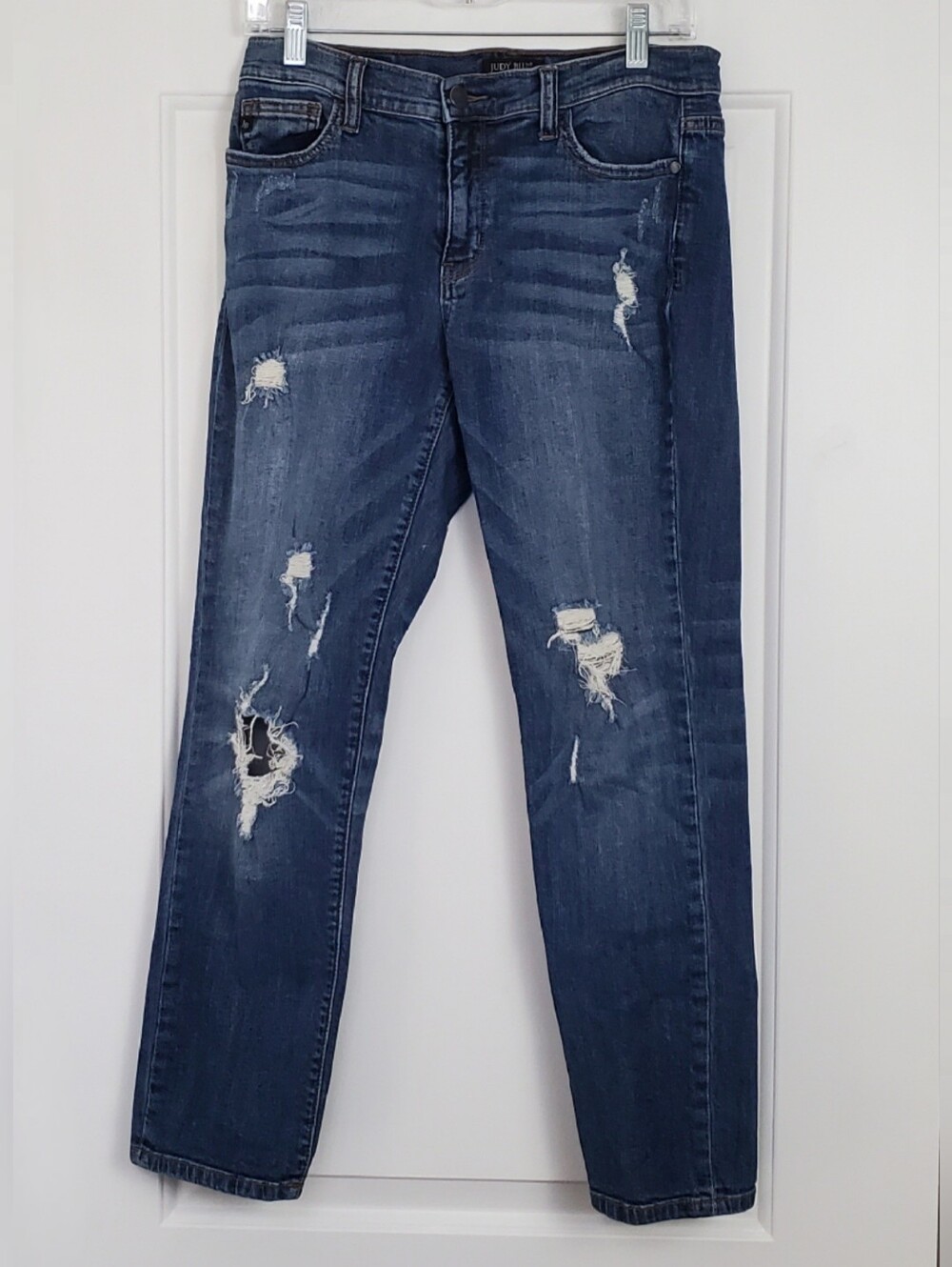 Judy Blue Womens Skinny Boyfriend Distressed Denim Jeans - Size 7/28 - GUC